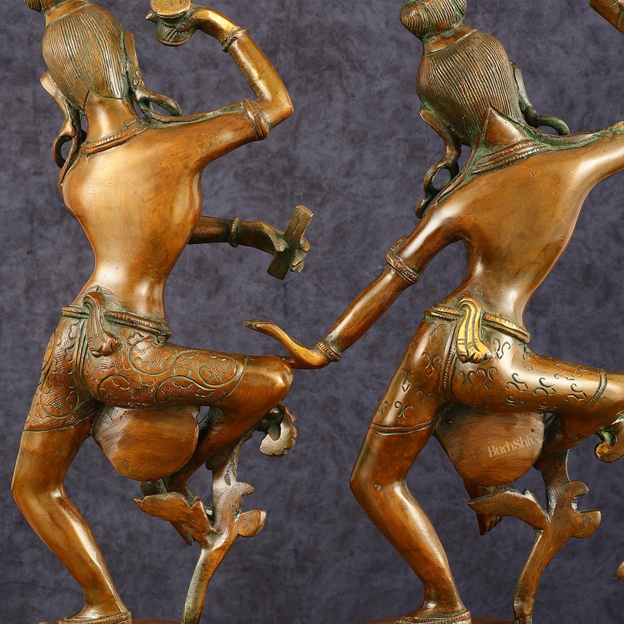 15" Lord Shiva and Parvati Dancing Idols - Pure Brass - Budhshiv.com