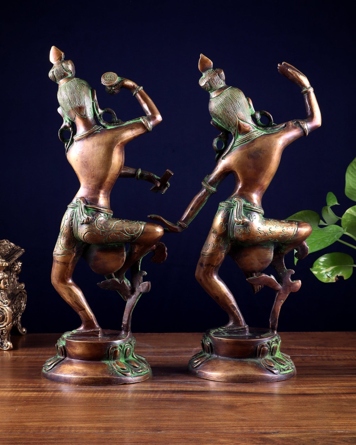 15" Lord Shiva and Parvati Dancing Idols - Pure Brass - Budhshiv.com