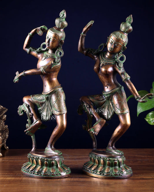 15" Lord Shiva and Parvati Dancing Idols - Pure Brass - Budhshiv.com