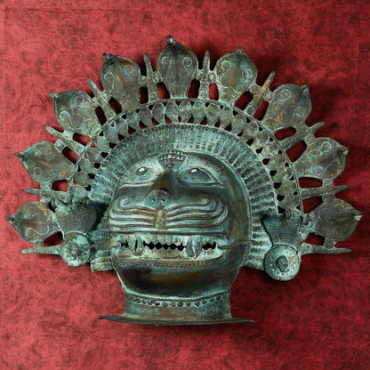 Vintage Bhuta Mask Wall Hanging - Bronze Lost Wax - 21"