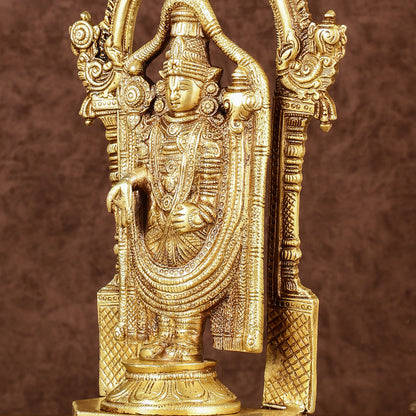 Pure Brass Lord Tirupati Balaji Statue | Height: 12 inch