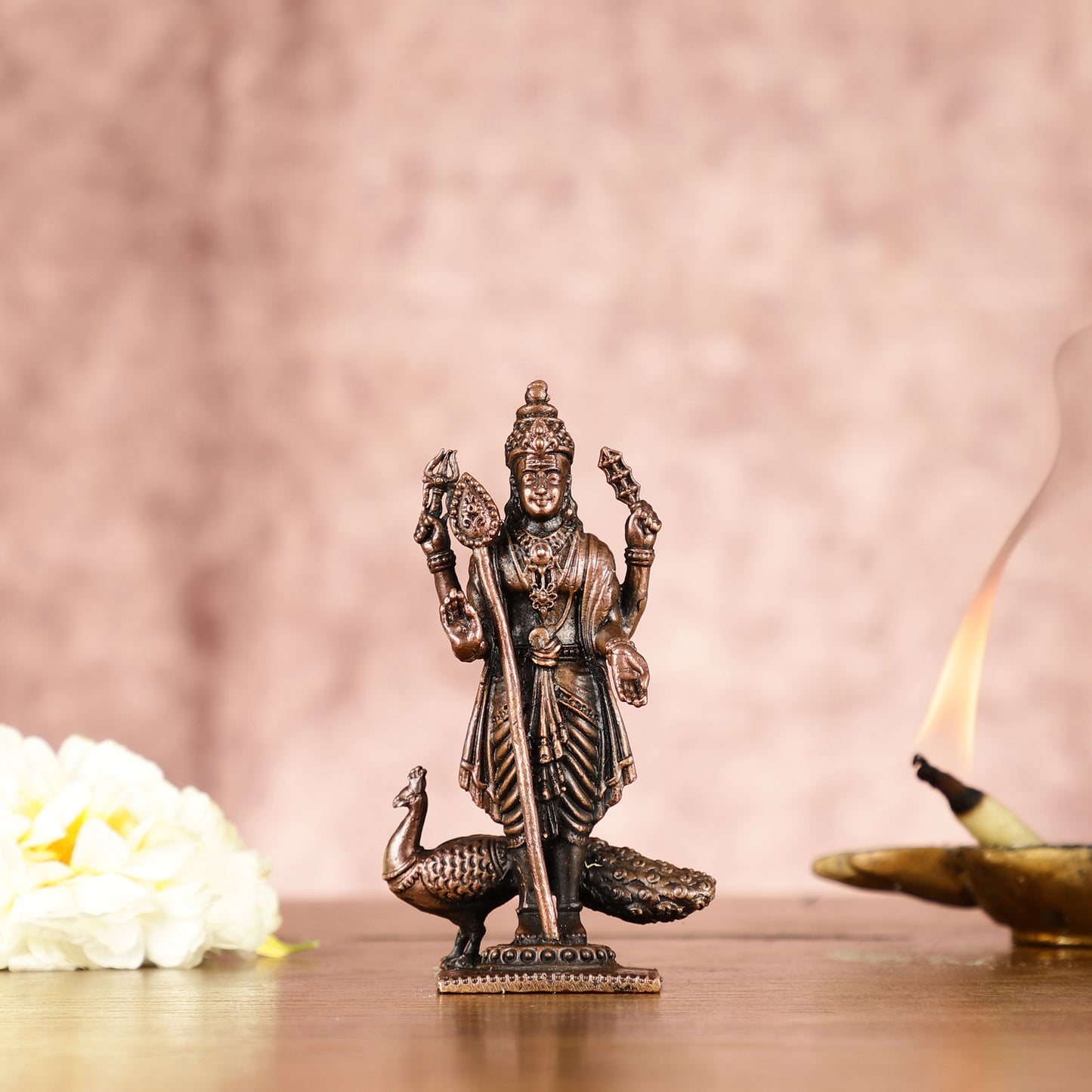 Divine Pure Copper Kartikeya Murugan Swamy Idol - 3"