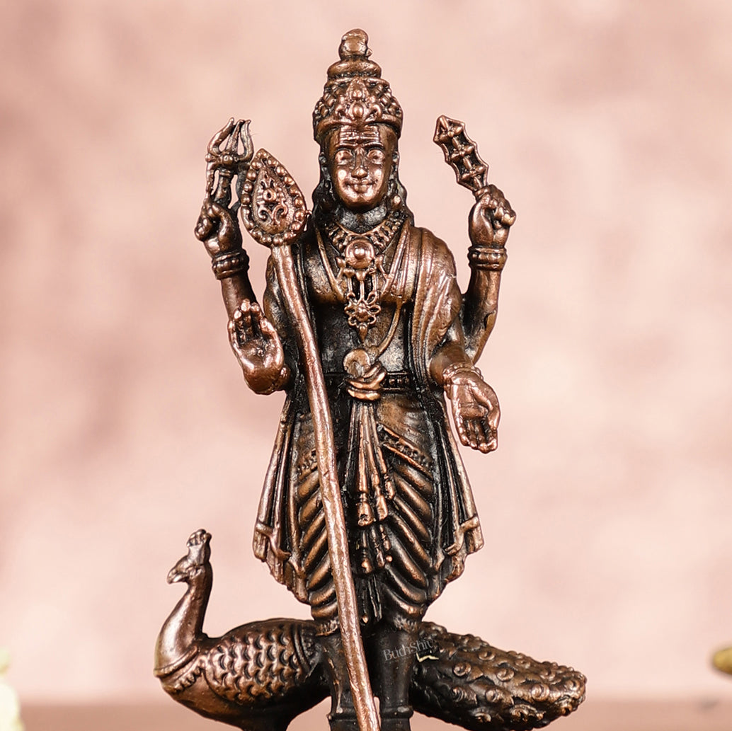 Divine Pure Copper Kartikeya Murugan Swamy Idol - 3"