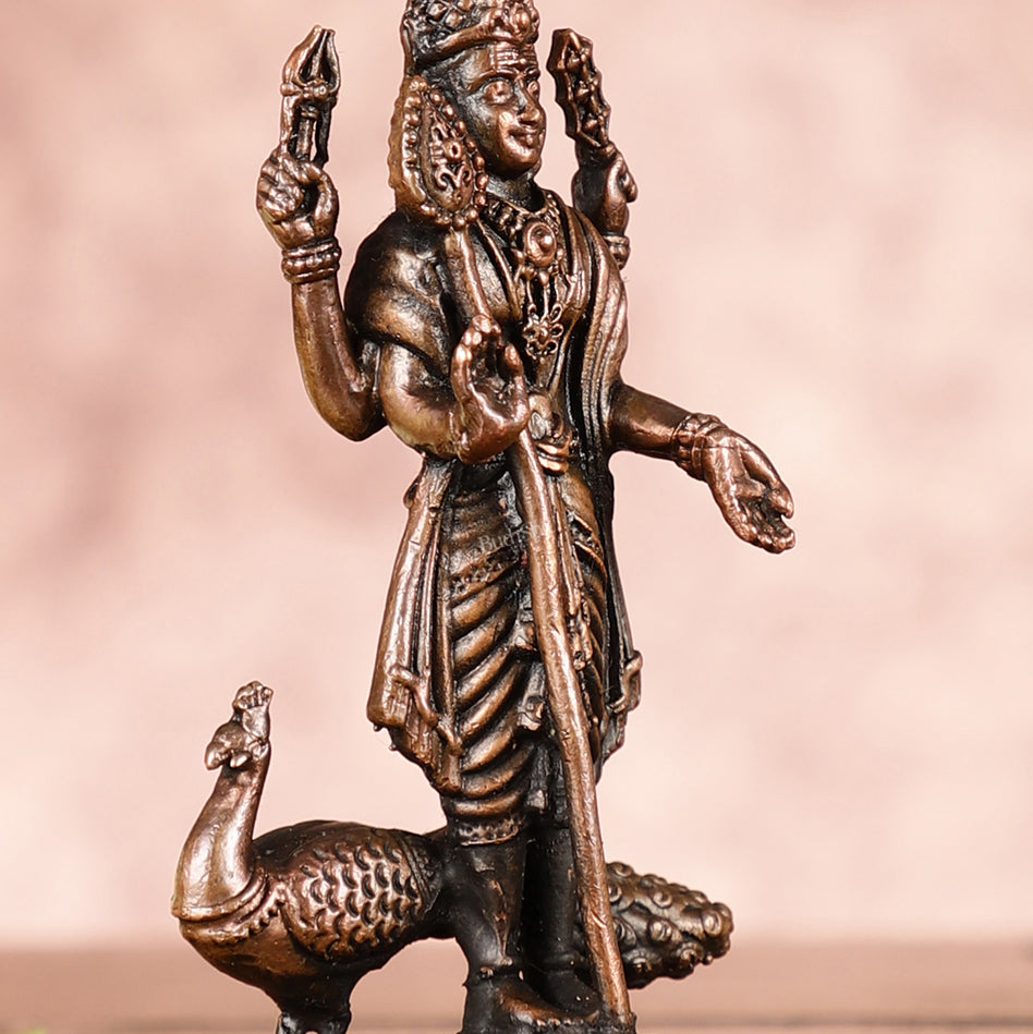 Divine Pure Copper Kartikeya Murugan Swamy Idol - 3"