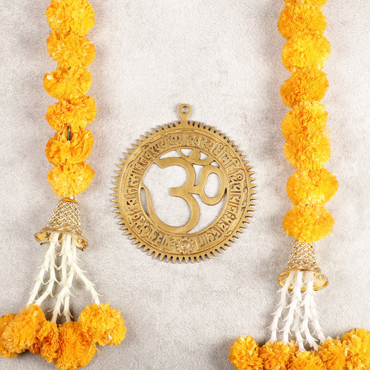 Pure Brass Om with Gayatri mantra Wall hanging 8"