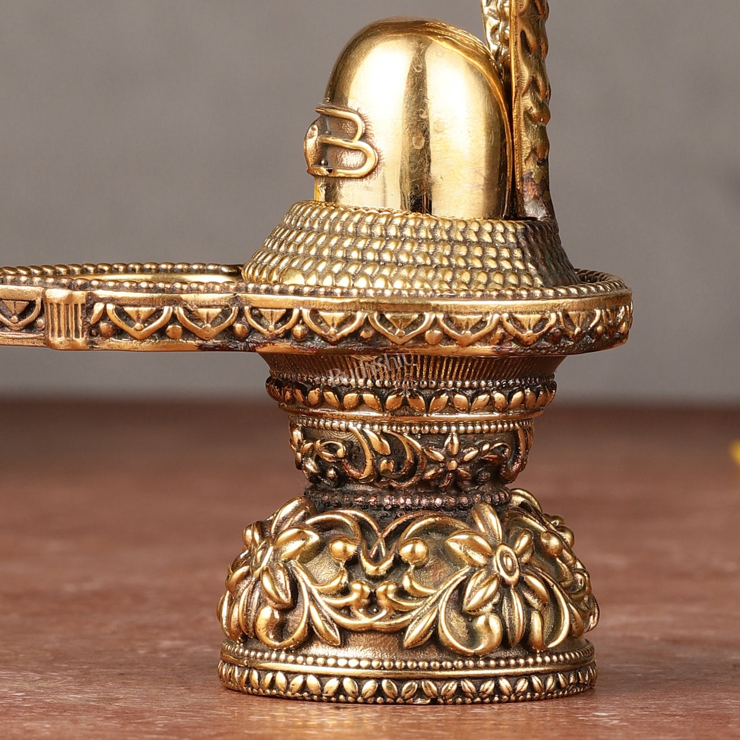 Intricate Small Lightweight Brass Shivling - 3.5-inch
