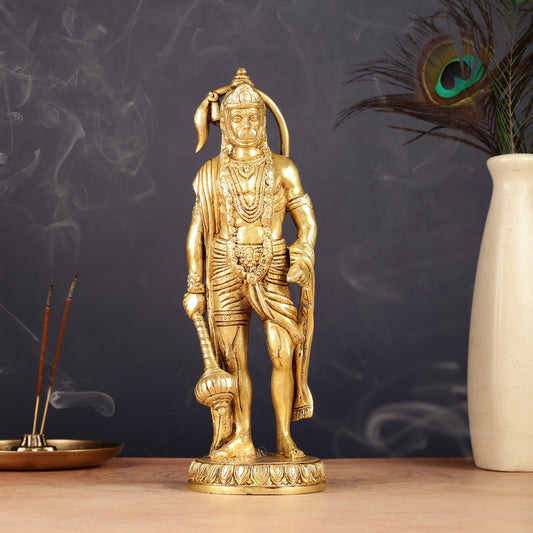 Handmade Brass Lord Hanuman Statue | 10" enhanced carvings