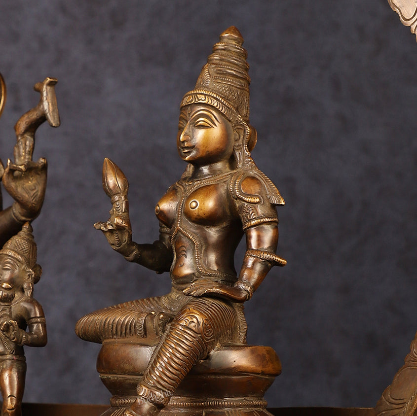 Brass Somaskandar Statue | Lord Shiva, Devi Parvati with Kartikeya 22"