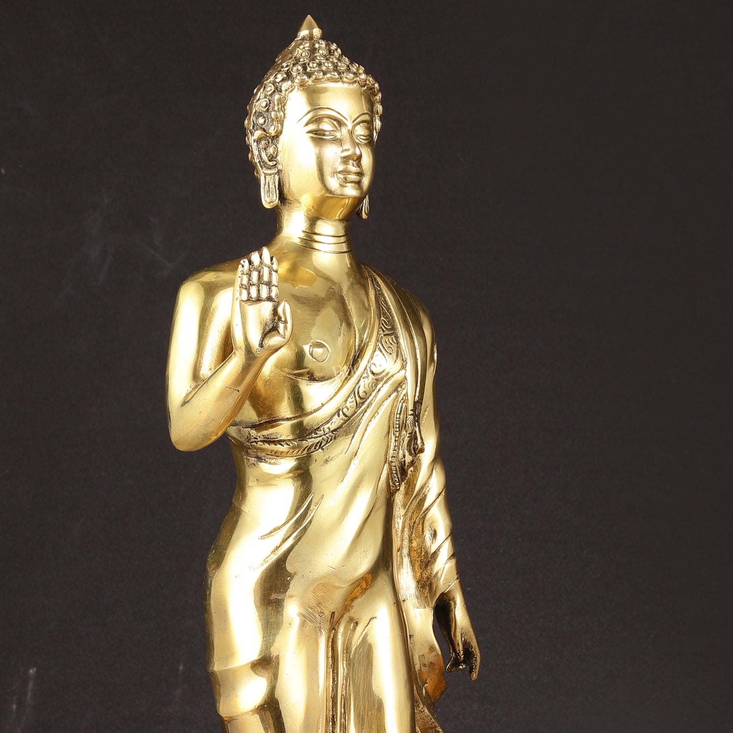 Brass Standing Buddha Statue | 21.5"