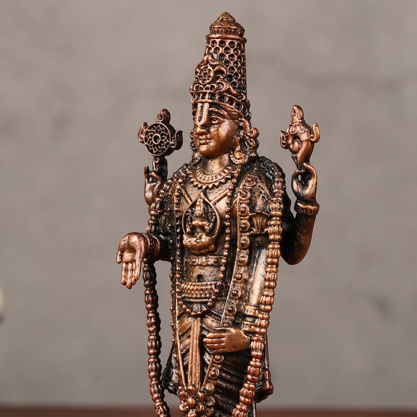 Pure Copper Perumal Lord Tirupati Balaji Idol - 4.5-inch