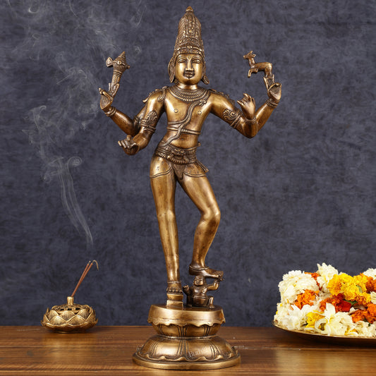 Majestic Brass Pashupatinath  Shiva in Tripurasamhara Form Statue 19"