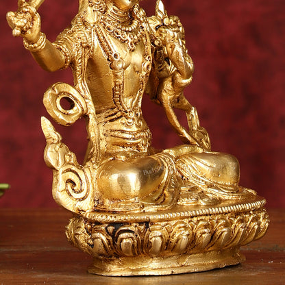 Pure Brass 6-Inch Manjushri Bodhisattva of Wisdom Statue