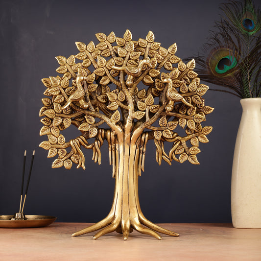 Exquisite Brass Kalpavriksha Tree of Life Showpiece - Table Standing | Height 12"