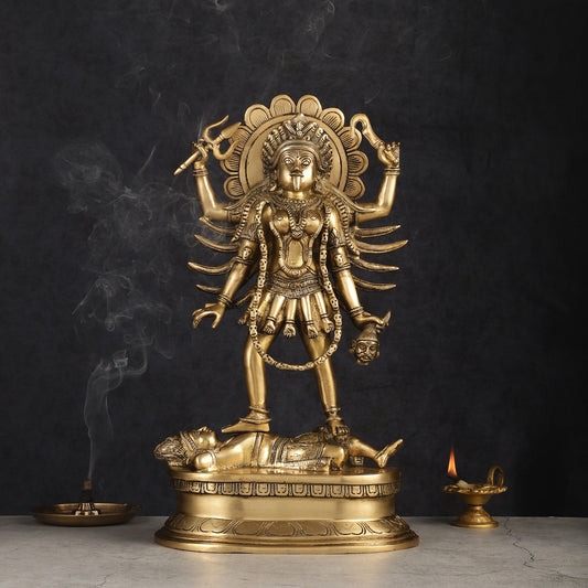 Pure Brass Kali Mata Idol with Four Arms 18"