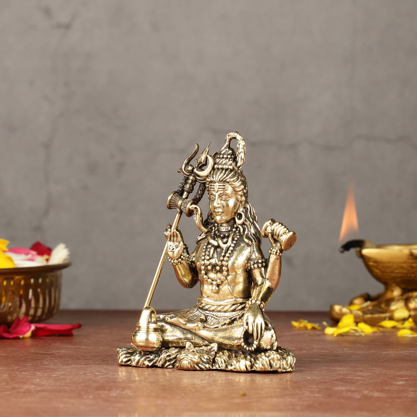 Brass Superfine Intricately Crafted Lord Shiva Idol - 4"