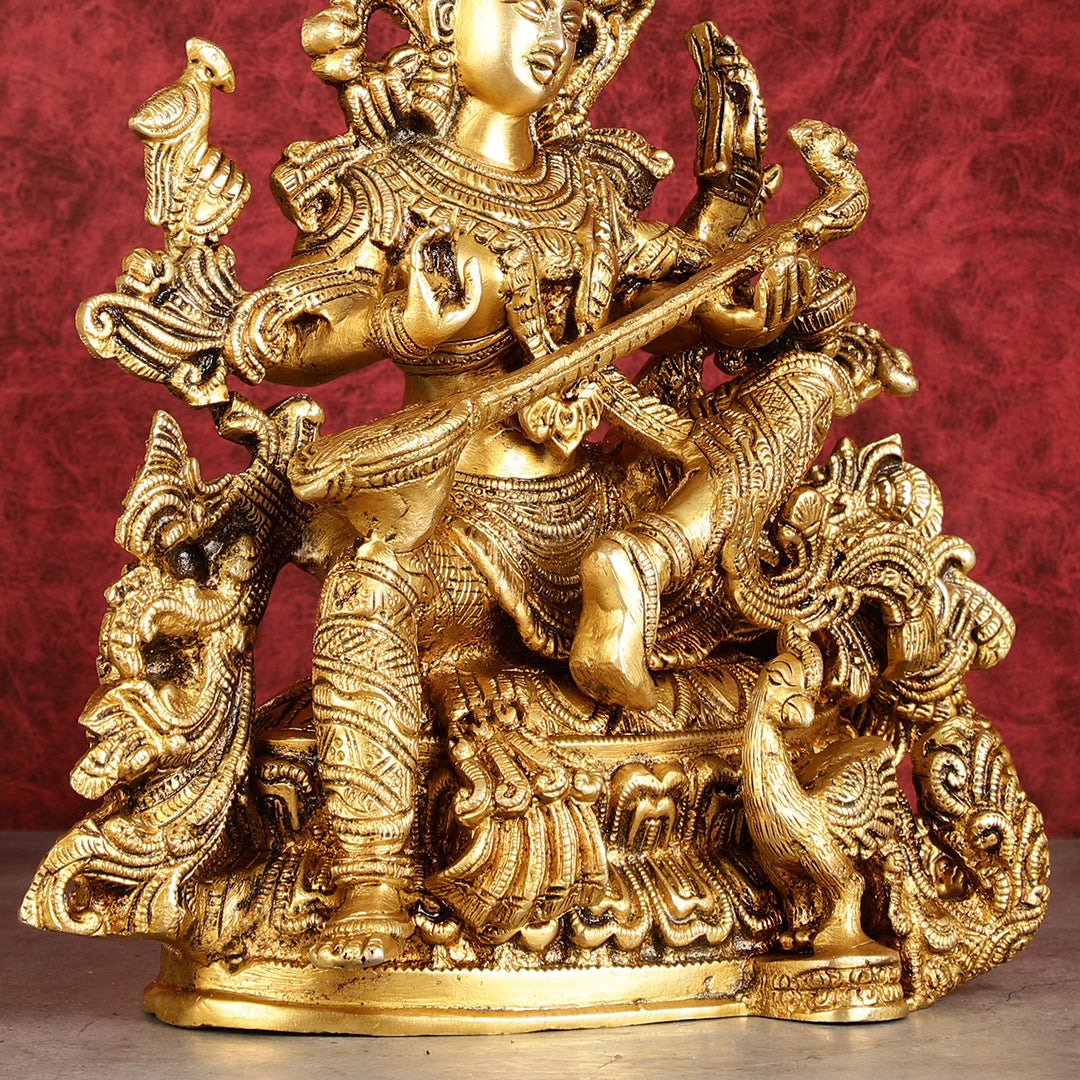 Brass Superfine Goddess Saraswati Statue | Height 12 inch