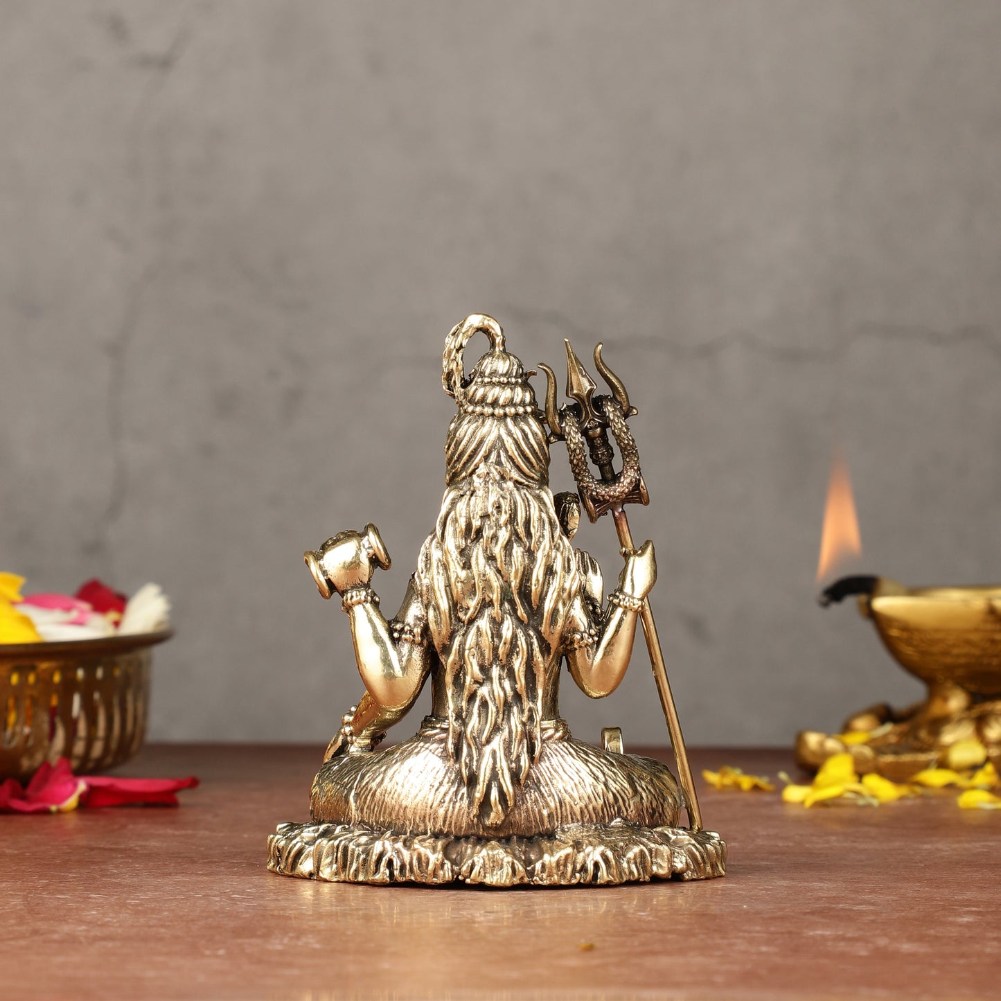Brass Superfine Intricately Crafted Lord Shiva Idol - 4"