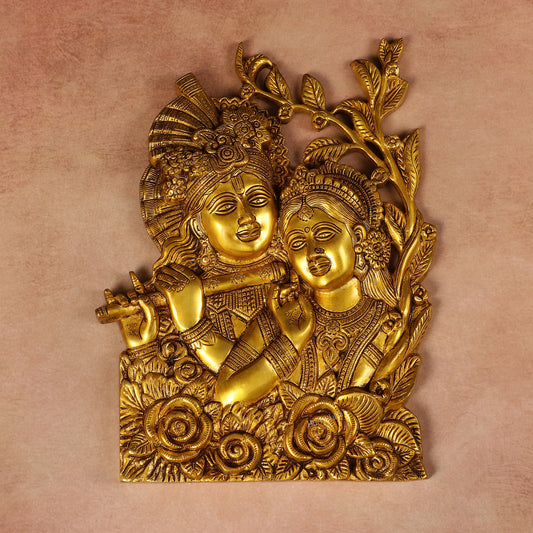 Pure Brass Radha Krishna Wall Hanging 14"