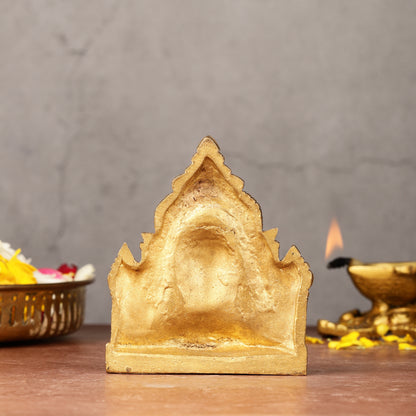 Pure Brass Superfine Miniature Tirupati Balaji Idol with Temple - 4"