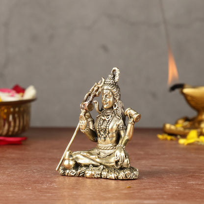 Brass Superfine Intricately Crafted Lord Shiva Idol - 2.5"