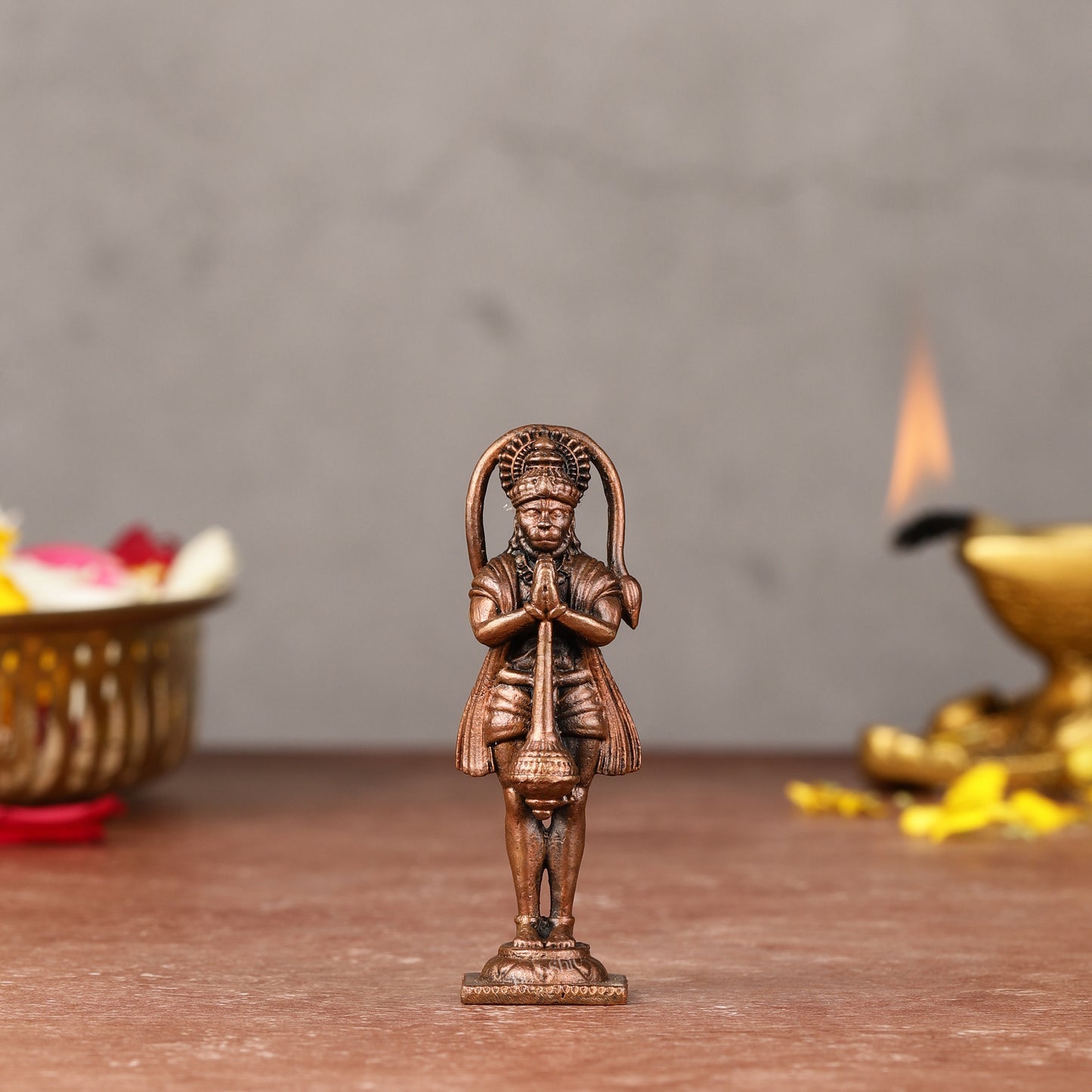 Pure Copper Standing Hanuman Idol - 2.5-inch