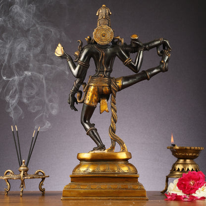 Brass Dancing Shiva Statue - Black finish - 18 "
