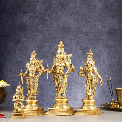 Brass Rama darbar with Lakshman, Sita Ma, Hanuman Ji Idols 12 inch