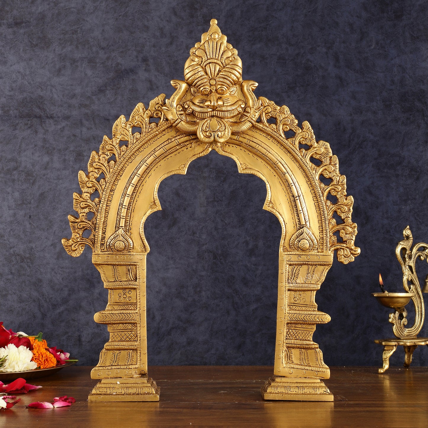 Exquisite Brass Standing Prabhavali Arch Frame 17 inch