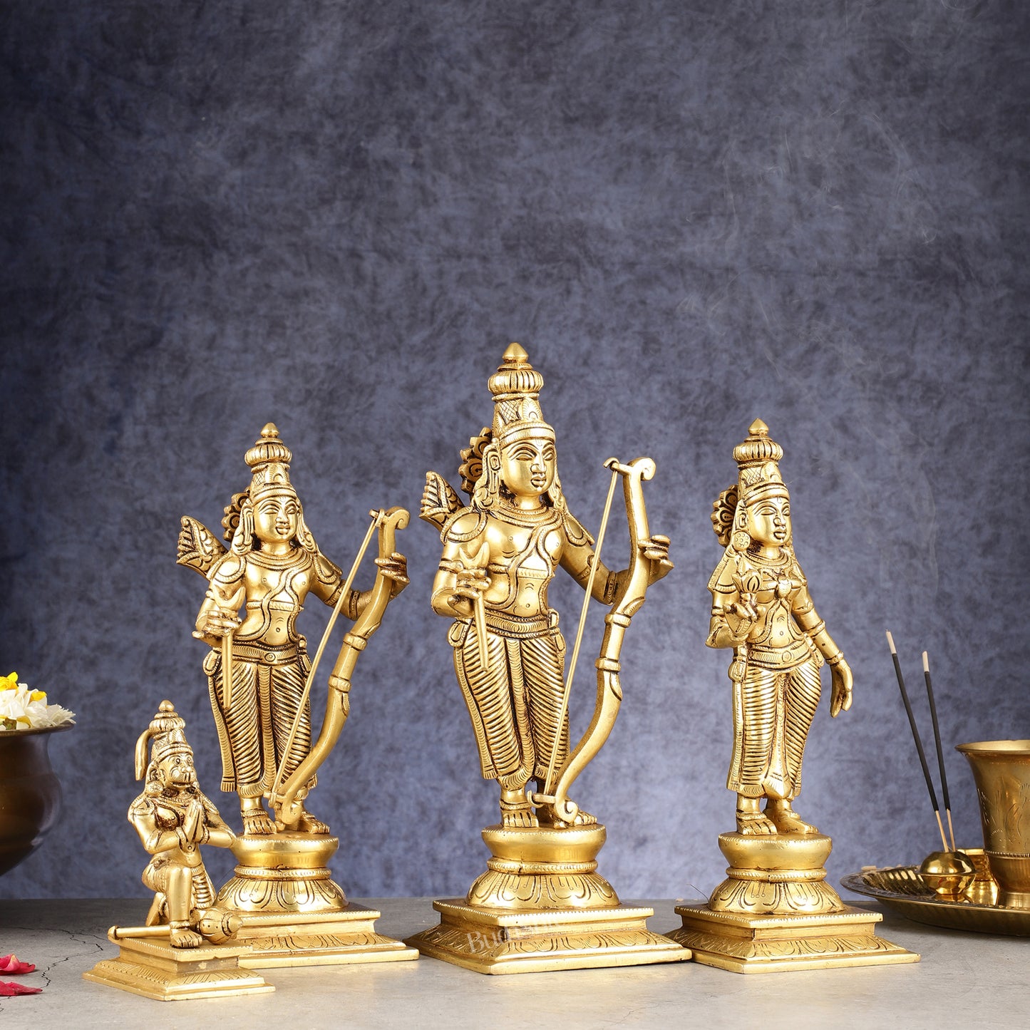 Brass Rama darbar with Lakshman, Sita Ma, Hanuman Ji Idols 12 inch
