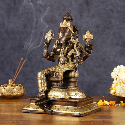 Brass Hayagriva Lakshmi idol 9" Antique duel tone