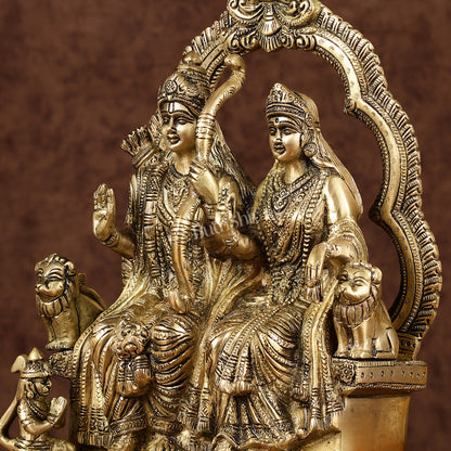 Brass Ram Darbar Idols with Rama, Sita, and Hanuman | 11" Height