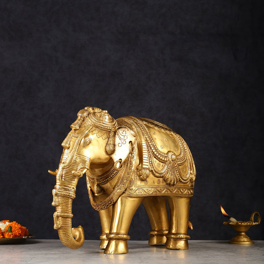 Beautiful Brass Elephant Statue 12.5"