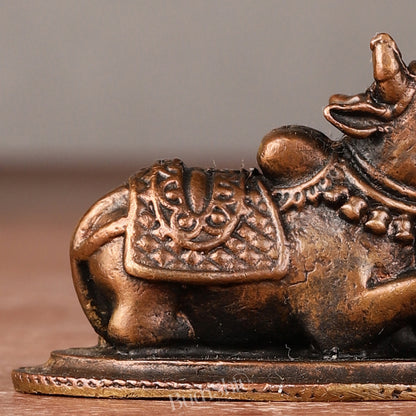 Pure Copper Nandi Idol | Height 1.25 inch, Width 2 inch, Depth 1 inch | Weight 60 gms