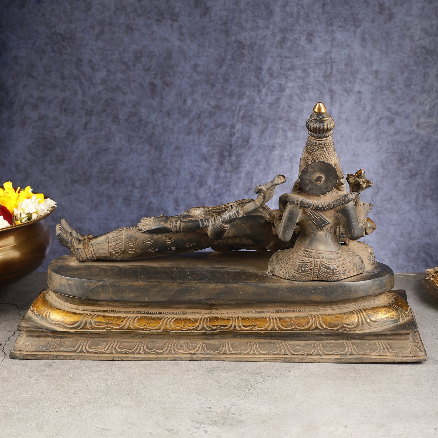 Rare Brass Lord Shiva Resting on parvatis lap statue 17.5 inch wide