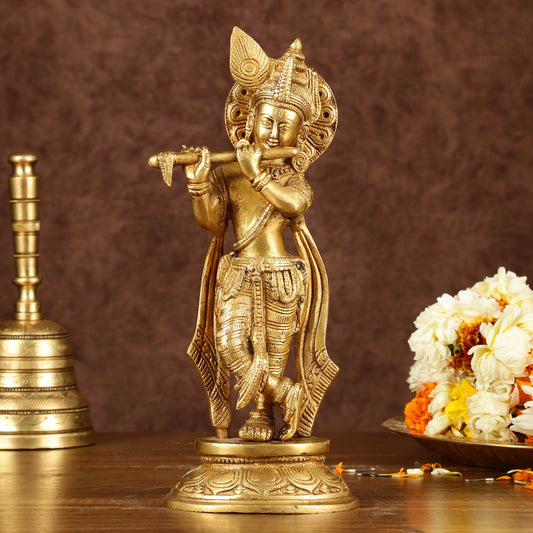 Murlidhari Krishna Idol 9.5" antique finish