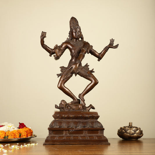 Exquisite 16-inch Brass Dancing Lord Shiva Statue