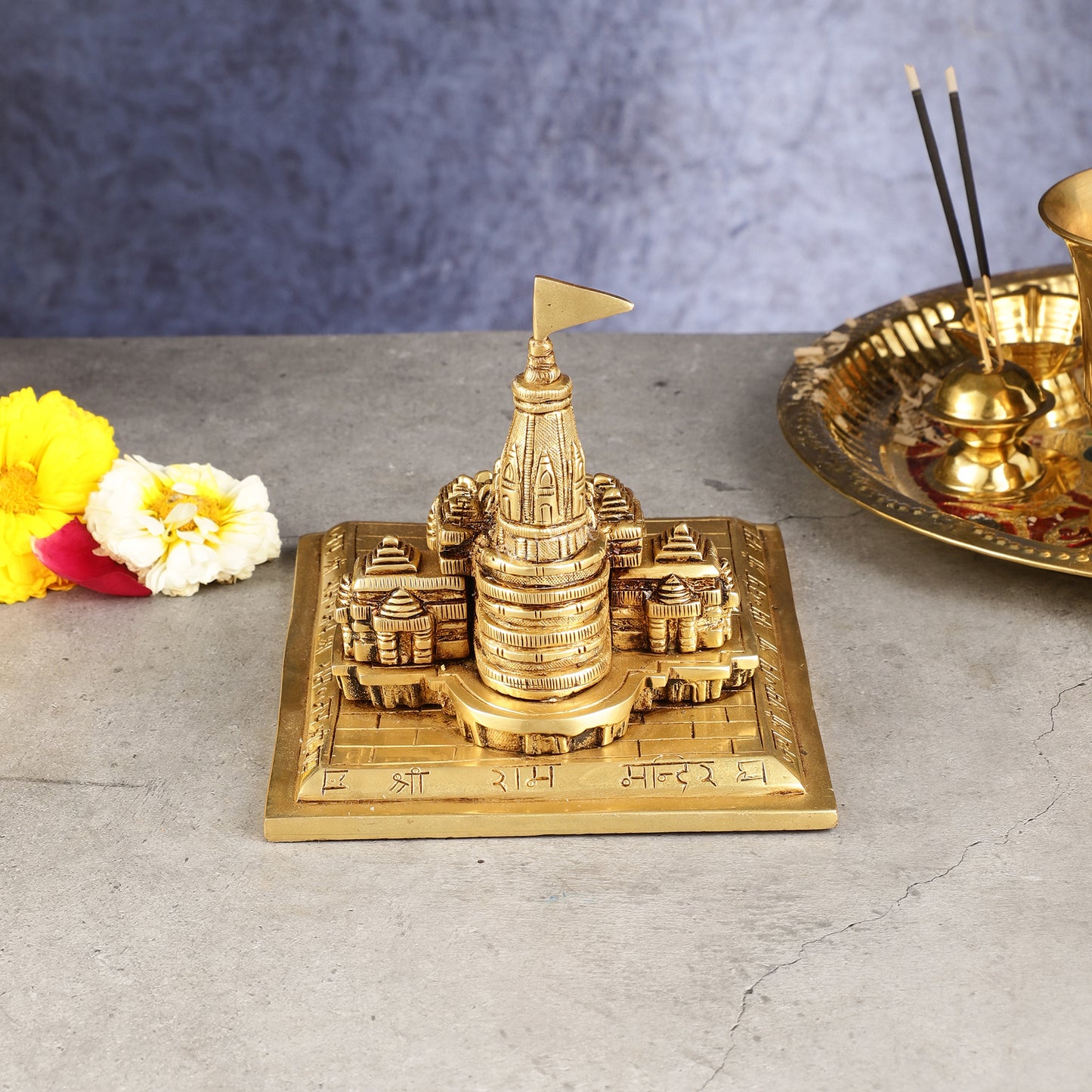 Brass Superfine Ayodhya Shri Ram Mandir Statue - 5 Inch
