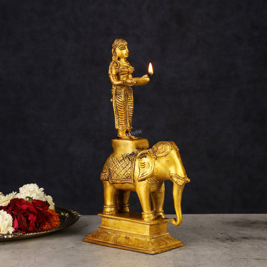 South Indian Style Paavai Deepam on Elephant Vilakku 9.5"