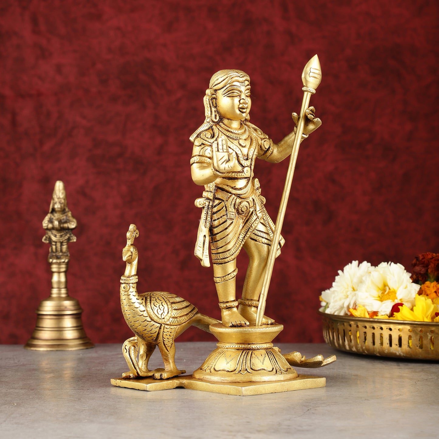 Pure Superfine Brass Raja Murugan Kumaraswamy Idol - 8.75"