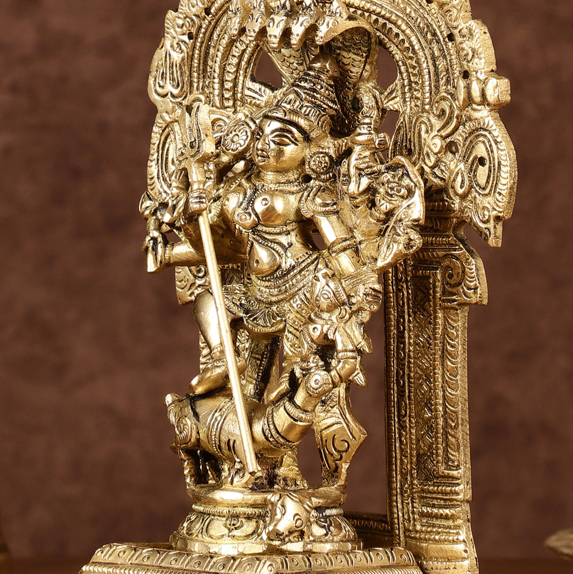 Brass Superfine Mahisasur Mardini Durga Devi Idol | 8 inch