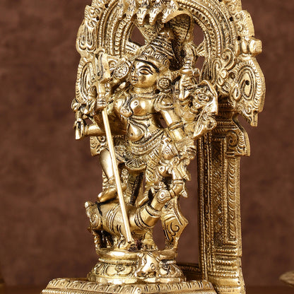 Brass Superfine Mahisasur Mardini Durga Devi Idol | 8 inch