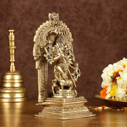 Brass Superfine Mahisasur Mardini Durga Devi Idol | 8 inch
