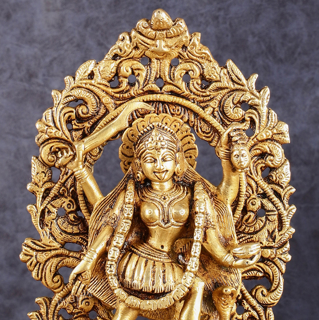 Brass kali mata idol with four arms 8 inch