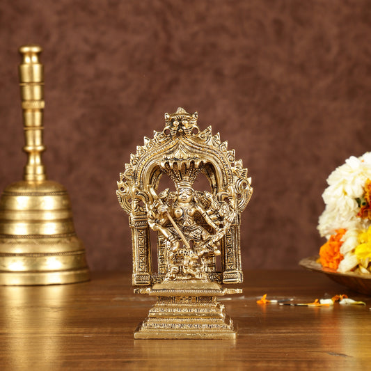 Brass Mahishasur Mardini durga Small Idol | Height: 5.5 inch