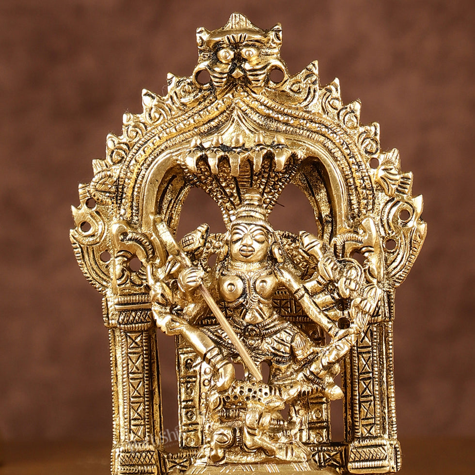 Brass Mahishasur Mardini durga Small Idol | Height: 5.5 inch