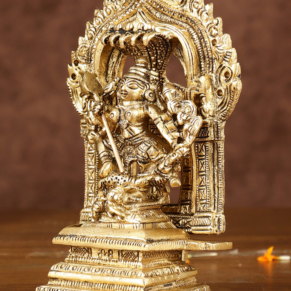 Brass Mahishasur Mardini durga Small Idol | Height: 5.5 inch