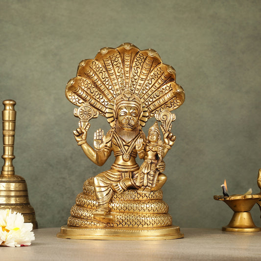 Brass Nag Narasimha Lakshmi idol 10 inch