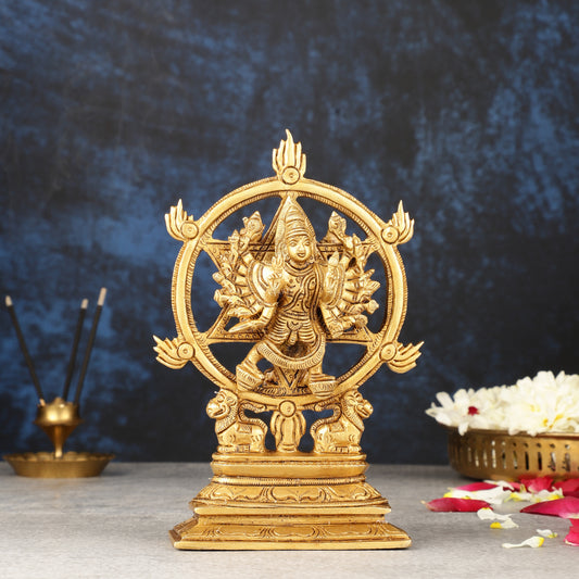 Brass Sudharashna Chakara Vishnu and Narsimha Chakrathazhwar 6"