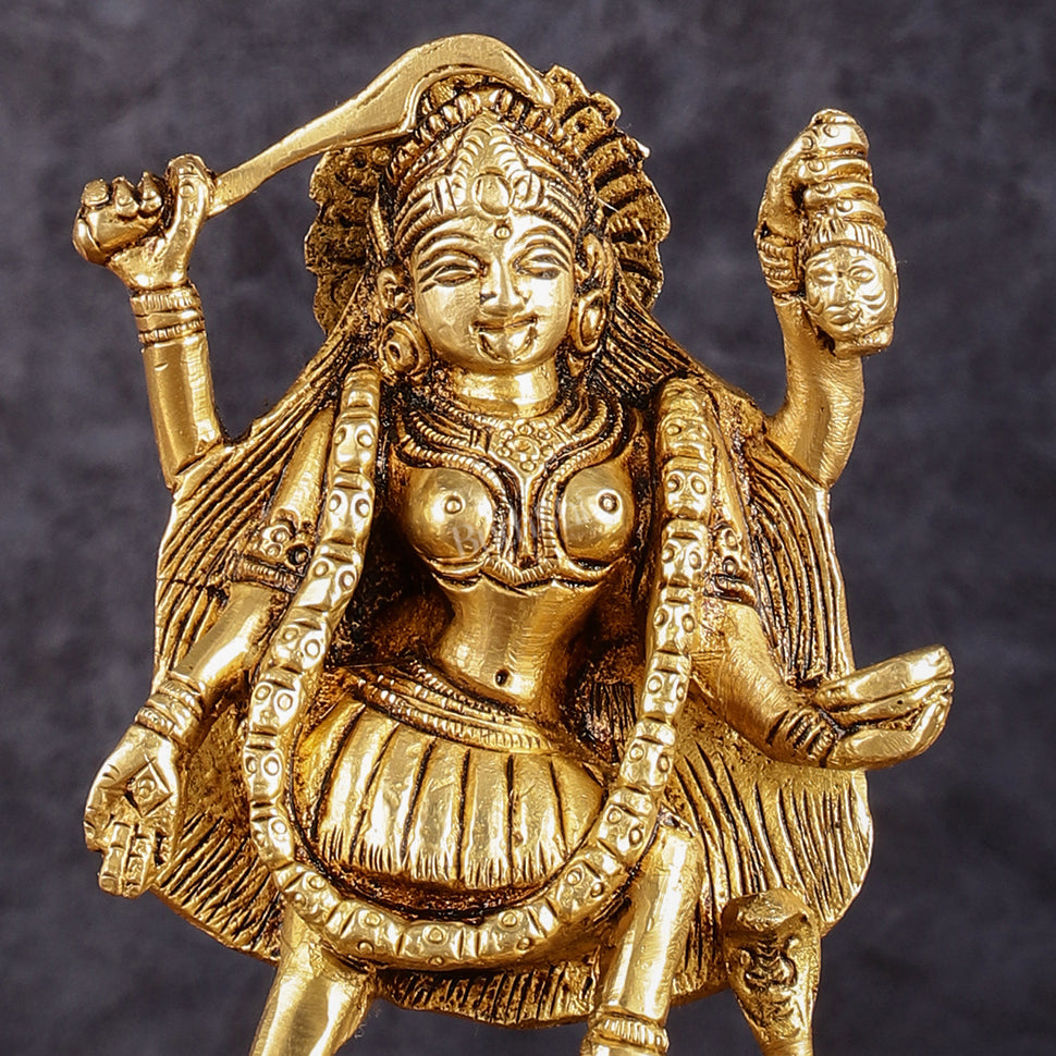 Brass kali mata idol with four arms 7 inch