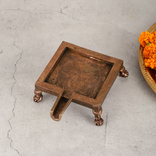 Pure Copper Abhishekam Patra Chowki for Daily Pooja 7.5 inch wide